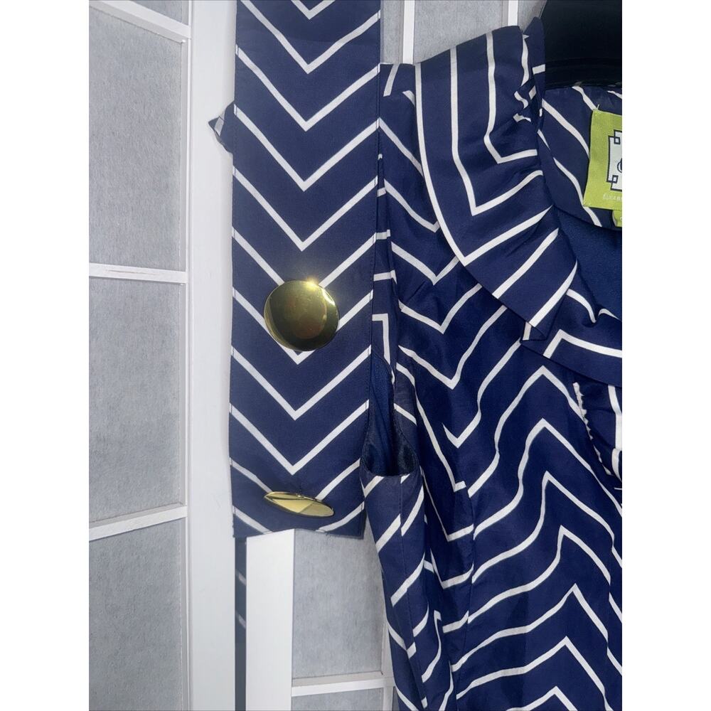 Elizabeth McKay Navy & White Chevron Dress Size 6 - Picture 3 of 4